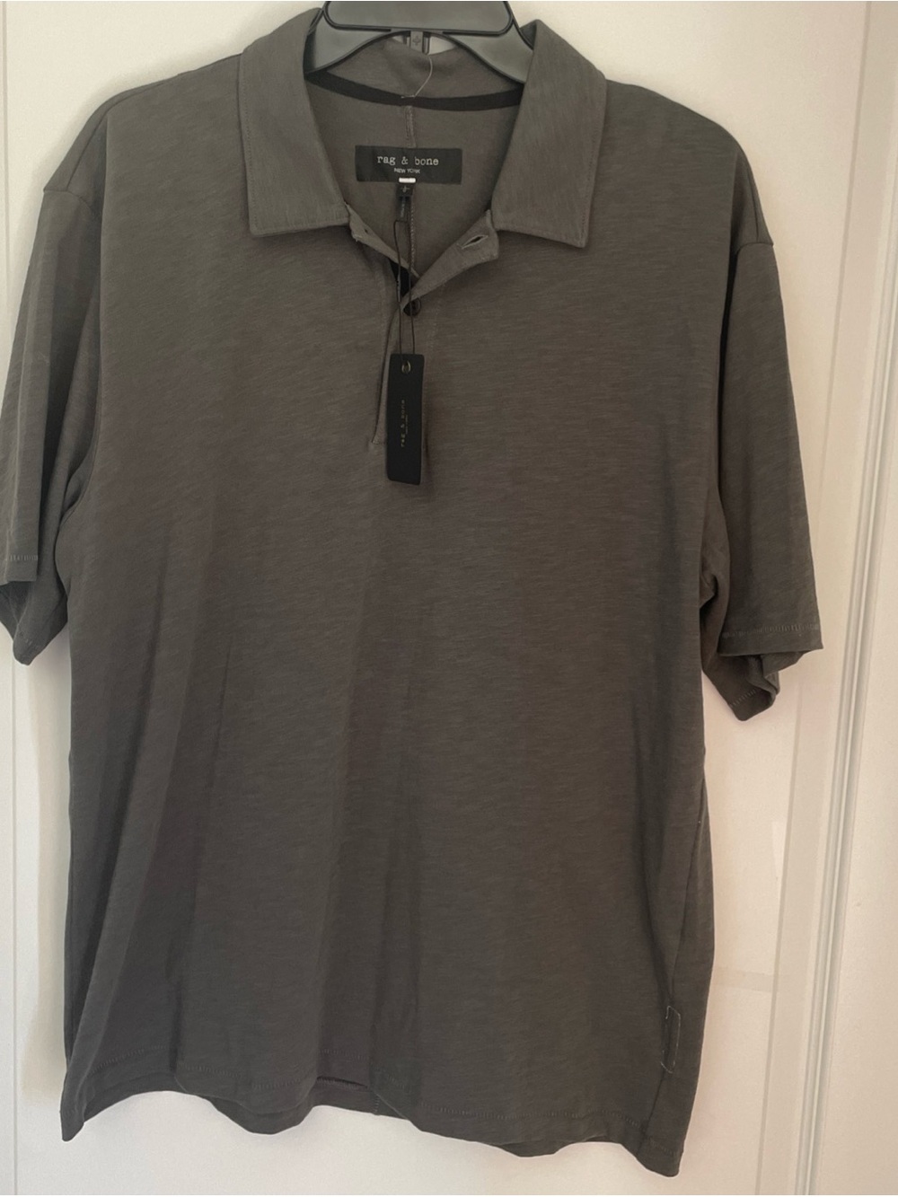 NWT $148 Rag & Bone Men's Classic Slub Jersey Polo In Shadow Size: Large